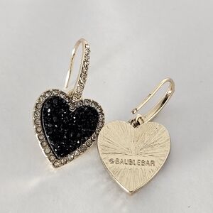 BaubleBar Black and Gold Sparkle Heart Earrings